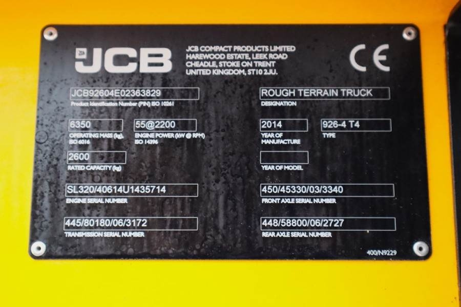 JCB 926 Diesel, 4x4 Drive, Triplex mast, 5500mm Liftin - Chariot tout terrain: photos 5 JCB 926 Diesel, 4x4 Drive, Triplex mast, 5500mm Liftin - Chariot tout terrain: photos 5