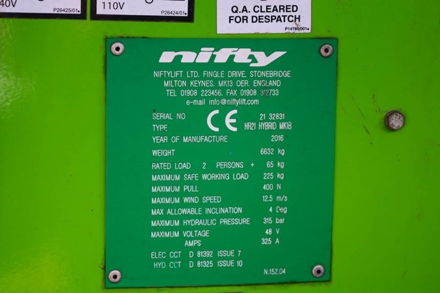 Nacelle articulée Niftylift HR21 HYBRID Hybrid, 4x4 Drive, 21m Working Height,: photos 7