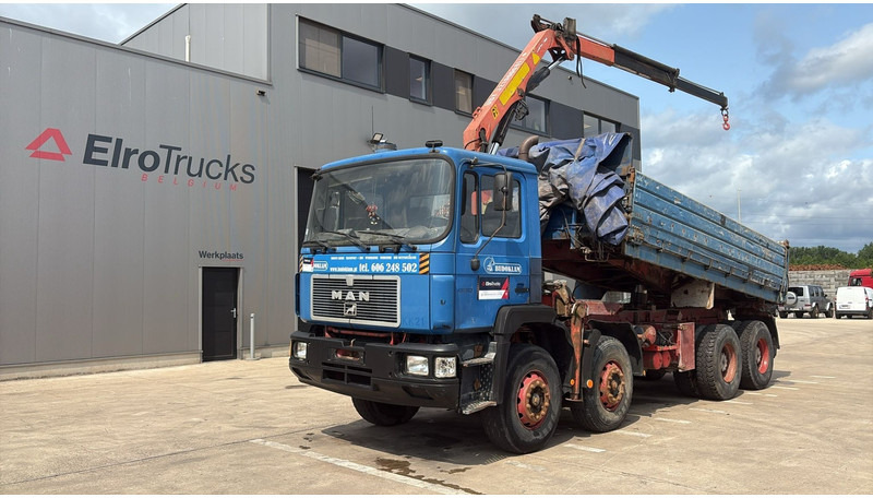 MAN 35.362 (6 CYLINDER / MANUAL PUMP / 8X4 / FALFINGER CRANE PK80 / STEEL SUSP.) - Camion benne, Camion grue: photos 1 MAN 35.362 (6 CYLINDER / MANUAL PUMP / 8X4 / FALFINGER CRANE PK80 / STEEL SUSP.) - Camion benne, Camion grue: photos 1