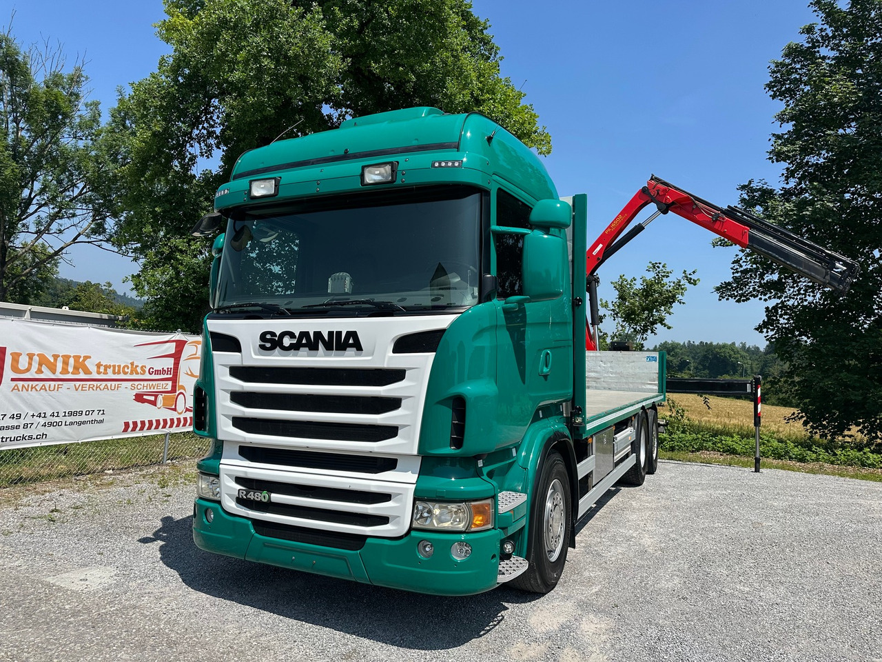 SCANIA R 480 6x2 Palfinger 16502 - Camion plateau, Camion grue: photos 1 SCANIA R 480 6x2 Palfinger 16502 - Camion plateau, Camion grue: photos 1