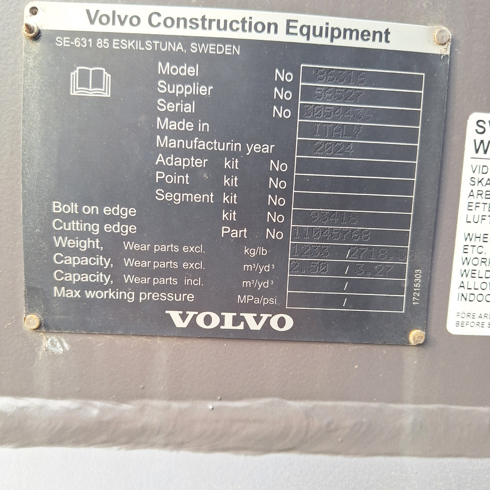 Godet pour chargeur pour Engins de chantier neuf VOLVO 2880 mm for 18-22 ton wheel loaders: photos 6