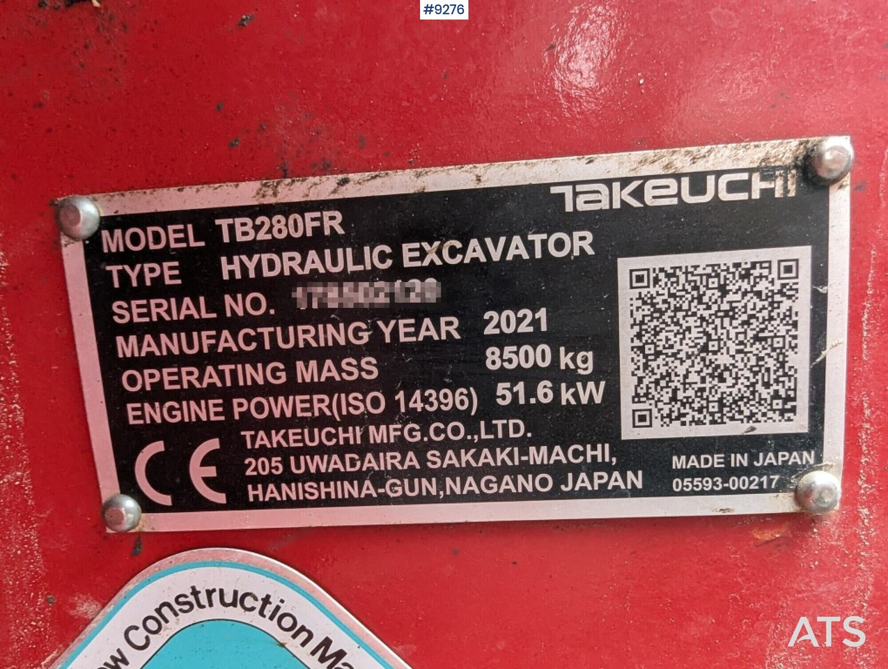 Pelle sur chenille Excavator Takeuchi TB280FR (See Video): photos 9