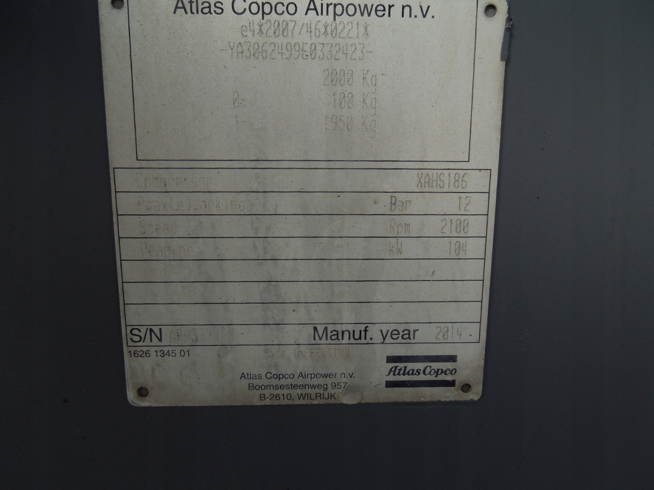 ATLAS COPCO XAHS186 - Compresseur d'air: photos 2 ATLAS COPCO XAHS186 - Compresseur d'air: photos 2