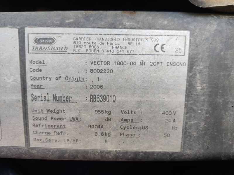 CARRIER VECTOR 1800MT REFRIGERATION UNIT / KÜLMASEADE - Carrosserie frigorifique: photos 2 CARRIER VECTOR 1800MT REFRIGERATION UNIT / KÜLMASEADE - Carrosserie frigorifique: photos 2