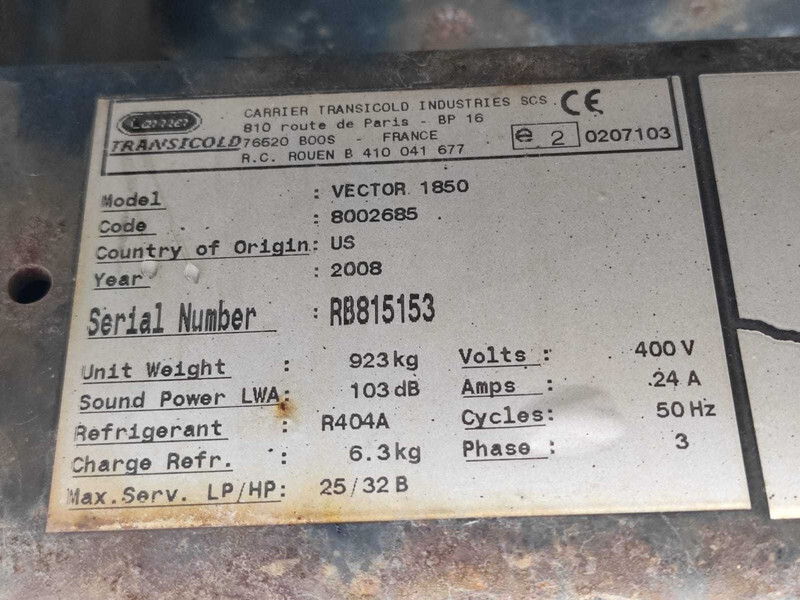 CARRIER VECTOR 1850 REFRIGERATION UNIT / KÜLMASEADE - Carrosserie frigorifique: photos 4 CARRIER VECTOR 1850 REFRIGERATION UNIT / KÜLMASEADE - Carrosserie frigorifique: photos 4