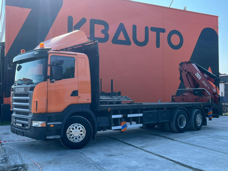 Scania R 340 6x2*4 HMF 2823-K6 + JIB / PLATFORM L=7293 mm - Camion plateau, Camion grue: photos 2 Scania R 340 6x2*4 HMF 2823-K6 + JIB / PLATFORM L=7293 mm - Camion plateau, Camion grue: photos 2