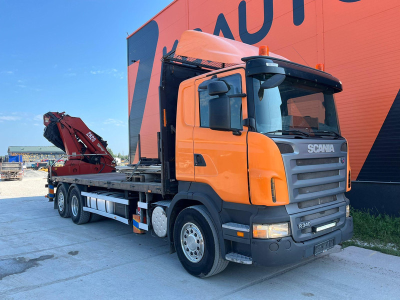 Scania R 340 6x2*4 HMF 2823-K6 + JIB / PLATFORM L=7293 mm - Camion plateau, Camion grue: photos 4 Scania R 340 6x2*4 HMF 2823-K6 + JIB / PLATFORM L=7293 mm - Camion plateau, Camion grue: photos 4