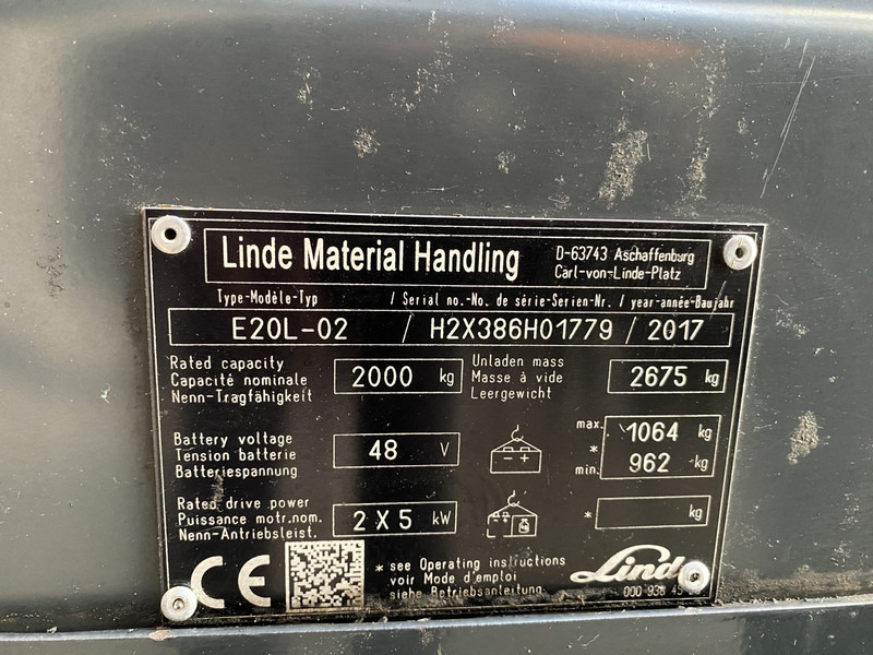Chariot élévateur électrique Linde E20L-02 Complete cabine: photos 7