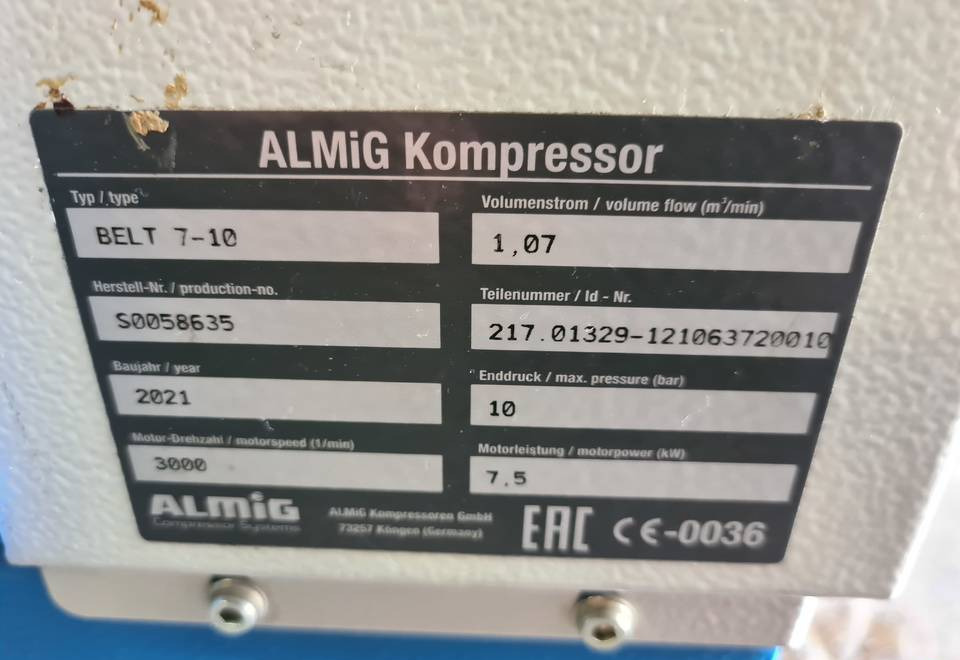 Kompresor śrubowy Almig Belt 7, 7,5 kw. 2021r - Compresseur d'air: photos 4 Kompresor śrubowy Almig Belt 7, 7,5 kw. 2021r - Compresseur d'air: photos 4