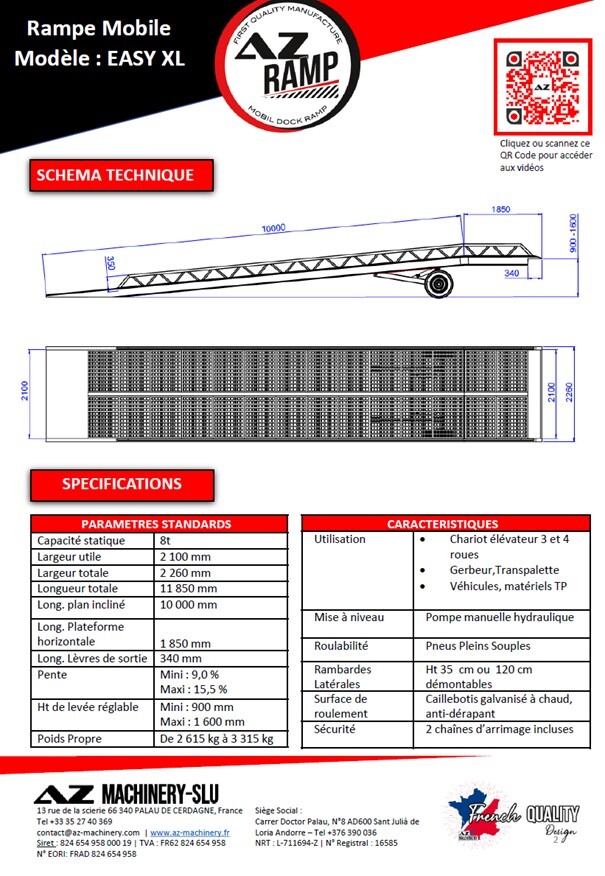 AZ RAMP EASY-XL 8 mobile loading ramp - Rampe de chargement: photos 3 AZ RAMP EASY-XL 8 mobile loading ramp - Rampe de chargement: photos 3