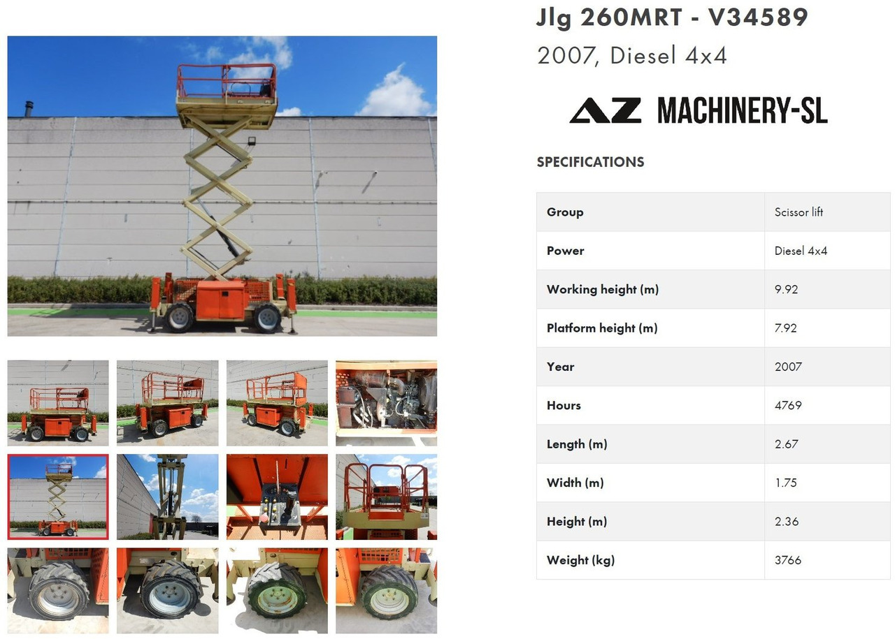 Used scissor Lift Diesel 4x4 JLG 260 MRT - Nacelle ciseaux: photos 1 Used scissor Lift Diesel 4x4 JLG 260 MRT - Nacelle ciseaux: photos 1