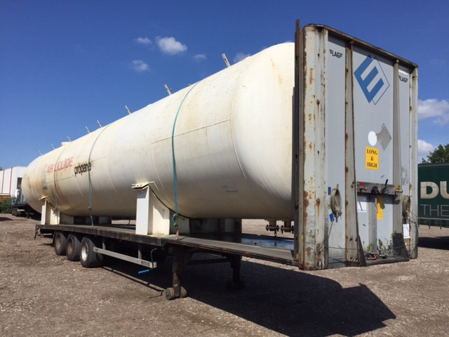 Visser Gastank 100m3(50ton) - Gas, Gaz, LPG, GPL, Propane, Butane tank ±65 ton according standard norms Used tank- on flatbed trailer ID 1.022 - Engins de chantier: photos 1 Visser Gastank 100m3(50ton) - Gas, Gaz, LPG, GPL, Propane, Butane tank ±65 ton according standard norms Used tank- on flatbed trailer ID 1.022 - Engins de chantier: photos 1
