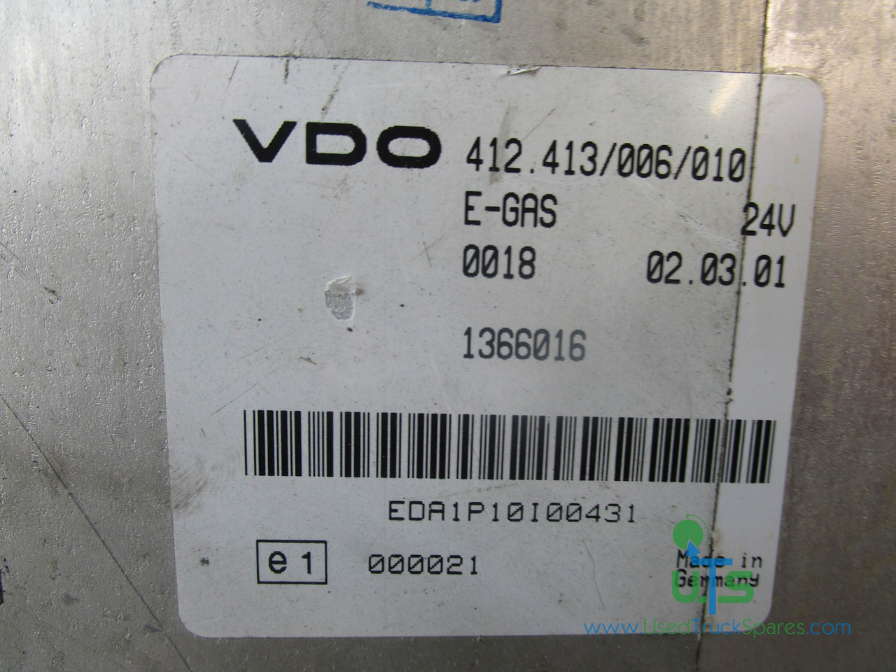 DAF EGAS THROTTLE CONTROL VDO ECU P/NO 412.413/006/010 - Bloc de gestion pour Camion: photos 3 DAF EGAS THROTTLE CONTROL VDO ECU P/NO 412.413/006/010 - Bloc de gestion pour Camion: photos 3