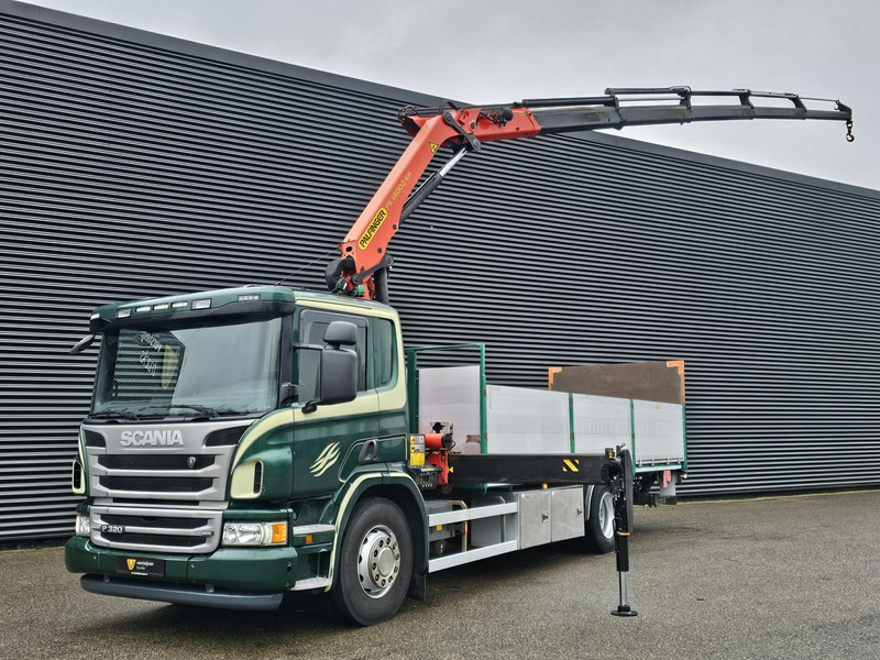 Scania P320 / 4x2 / PALFINGER PK14002 / CRANE/KRAN - Camion plateau, Camion grue: photos 1 Scania P320 / 4x2 / PALFINGER PK14002 / CRANE/KRAN - Camion plateau, Camion grue: photos 1