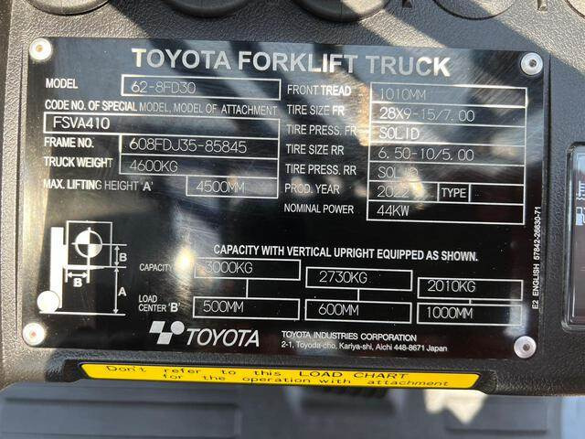 Toyota 62-8FD30 - Chariot élévateur diesel: photos 5 Toyota 62-8FD30 - Chariot élévateur diesel: photos 5