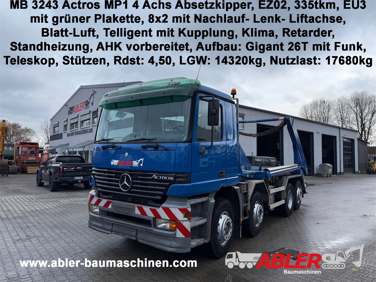 Mercedes-Benz 3243 Actros MP1 4-Achs Absetzkipper - Camion multibenne: photos 1 Mercedes-Benz 3243 Actros MP1 4-Achs Absetzkipper - Camion multibenne: photos 1