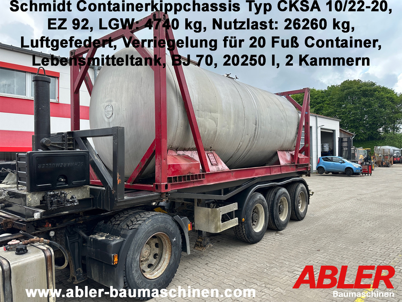 Schmidt CKSA 10/22-20 20 ft Containerkippchassis mit Lebensmitteltank - Semi-remorque benne: photos 1 Schmidt CKSA 10/22-20 20 ft Containerkippchassis mit Lebensmitteltank - Semi-remorque benne: photos 1