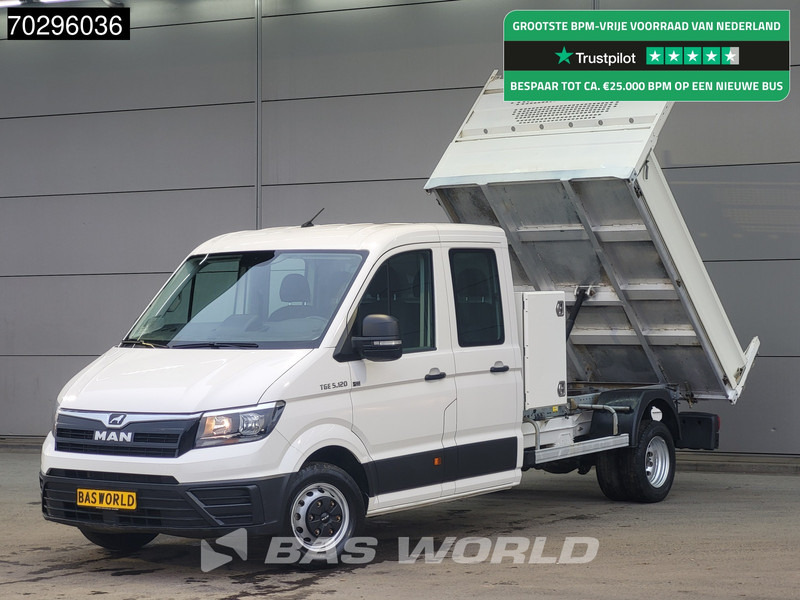 MAN TGE 5.120 Kipper met Kist Dubbel Cabine 3,5t Trekhaak Navi Camera Airco Cruise Euro6 Tipper Benne Kieper Airco Trekhaak Cruise control - Véhicule utilitaire benne: photos 1 MAN TGE 5.120 Kipper met Kist Dubbel Cabine 3,5t Trekhaak Navi Camera Airco Cruise Euro6 Tipper Benne Kieper Airco Trekhaak Cruise control - Véhicule utilitaire benne: photos 1