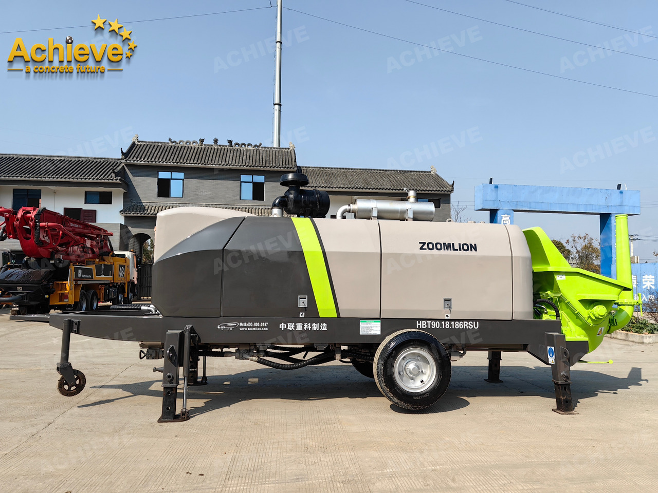 Zoomlion 2022 Zoomlion HBT 90.18.186RSU hydraulic Concrete Trailer Pump in China【ACHIEVE】TOP CONDITION!!! - Pompe à béton stationnaire: photos 1 Zoomlion 2022 Zoomlion HBT 90.18.186RSU hydraulic Concrete Trailer Pump in China【ACHIEVE】TOP CONDITION!!! - Pompe à béton stationnaire: photos 1