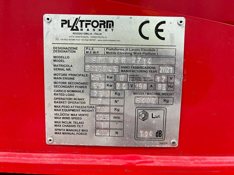 Platform Basket Spider 27.14 - Nacelle articulée: photos 5 Platform Basket Spider 27.14 - Nacelle articulée: photos 5