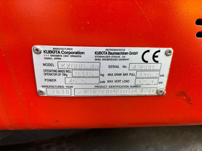 *SOLGT* Kubota KX 080-4 - Mini pelle: photos 5 *SOLGT* Kubota KX 080-4 - Mini pelle: photos 5
