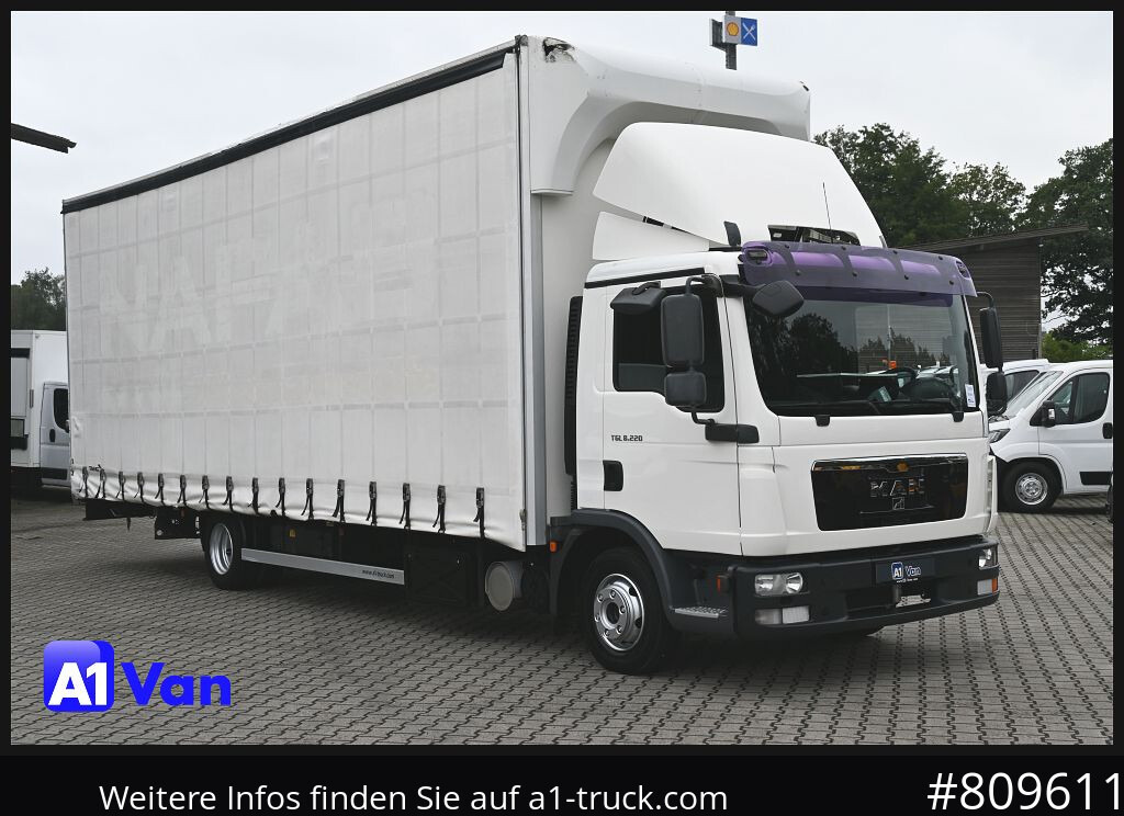 MAN TGL 8.220 Pritsche Plane, Klima, Schiebeplane, Automatik - Camion à rideaux coulissants: photos 1 MAN TGL 8.220 Pritsche Plane, Klima, Schiebeplane, Automatik - Camion à rideaux coulissants: photos 1