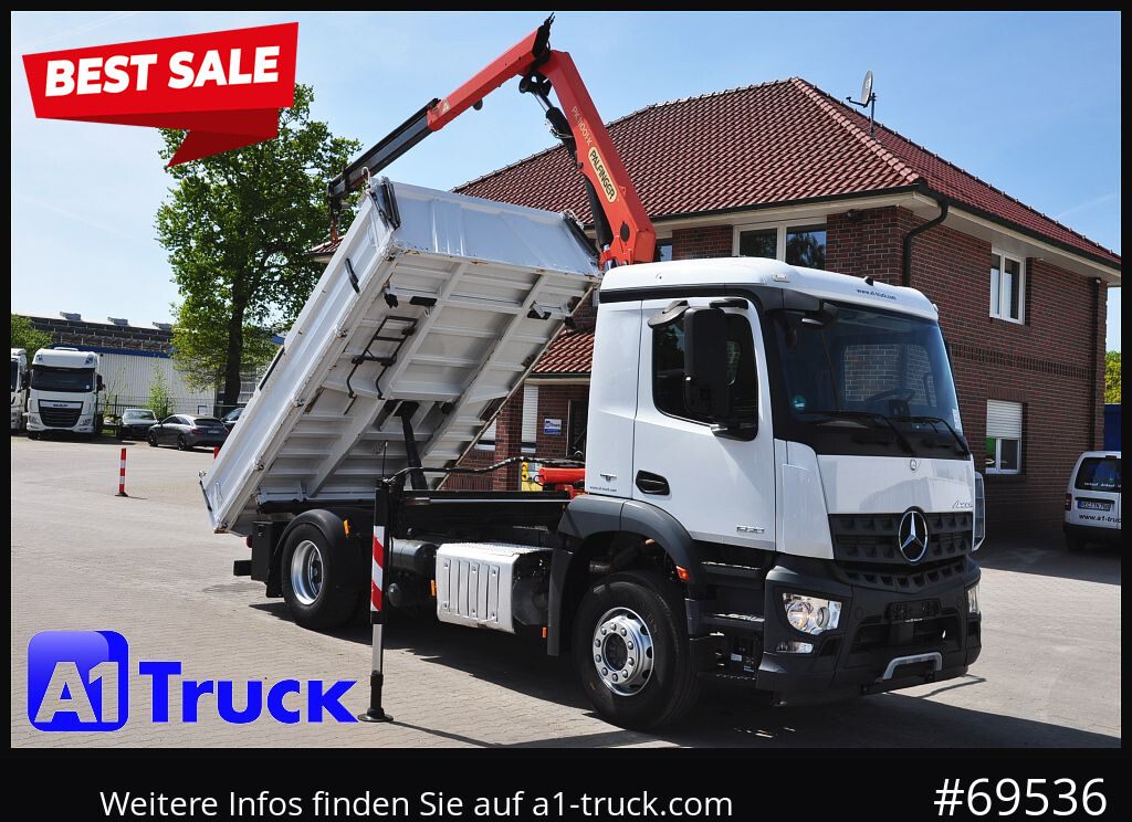 MERCEDES-BENZ Arocs 1830, Kipper + Kran,Palfinger, Funk, - Camion grue: photos 1 MERCEDES-BENZ Arocs 1830, Kipper + Kran,Palfinger, Funk, - Camion grue: photos 1