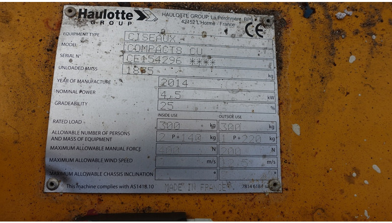 Haulotte Compact 8CU schaarhoogwerker - Nacelle ciseaux: photos 4 Haulotte Compact 8CU schaarhoogwerker - Nacelle ciseaux: photos 4