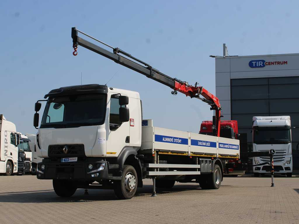 Renault D 250, EURO 6, SIDE, HYDRAULIC ARM FASSI F110 - Camion plateau, Camion grue: photos 1 Renault D 250, EURO 6, SIDE, HYDRAULIC ARM FASSI F110 - Camion plateau, Camion grue: photos 1