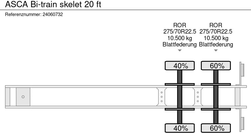 Semi-remorque porte-conteneur/ Caisse mobile ASCA Bi-train skelet 20 ft: photos 13