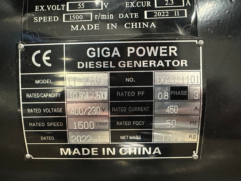 Groupe électrogène Giga power 312.5 KVA Open generator - LT-W250GF: photos 11