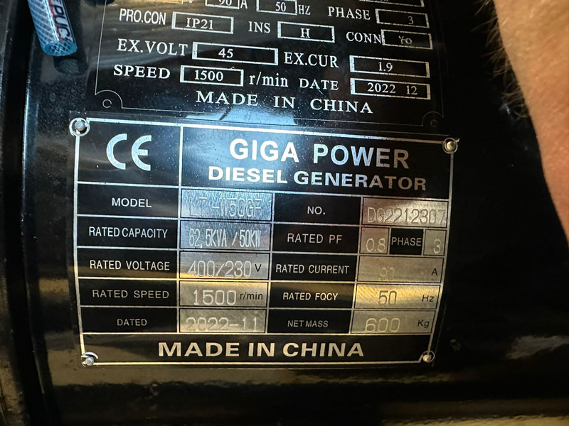 Groupe électrogène Giga power 62.5 kVA LT-W50GF open set: photos 14