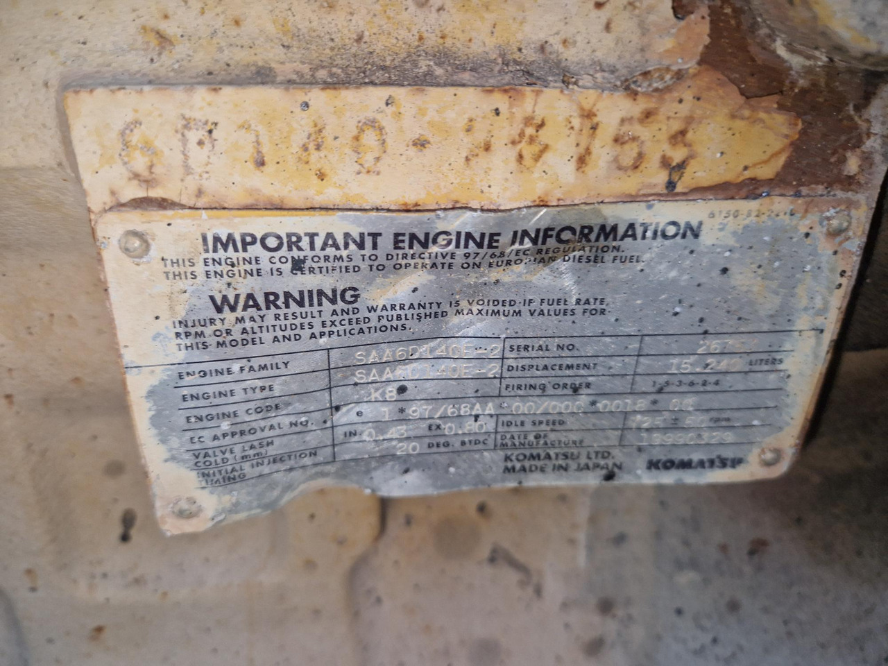 KOMATSU SAA6D 140E-2 - Moteur pour Engins de chantier: photos 3 KOMATSU SAA6D 140E-2 - Moteur pour Engins de chantier: photos 3