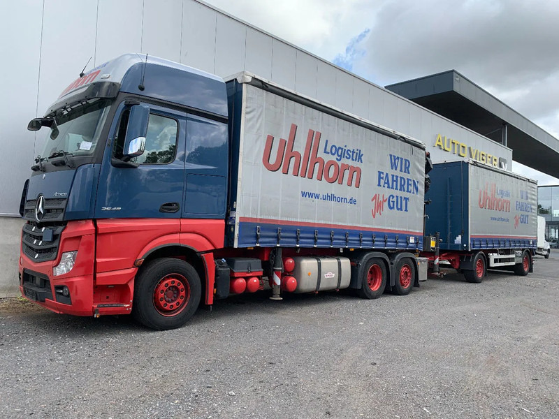 Mercedes-Benz Actros 2548 6X2 + Aanhanger*Palfinger crane*Cruise control*Airco* - Camion à rideaux coulissants, Camion grue: photos 1 Mercedes-Benz Actros 2548 6X2 + Aanhanger*Palfinger crane*Cruise control*Airco* - Camion à rideaux coulissants, Camion grue: photos 1