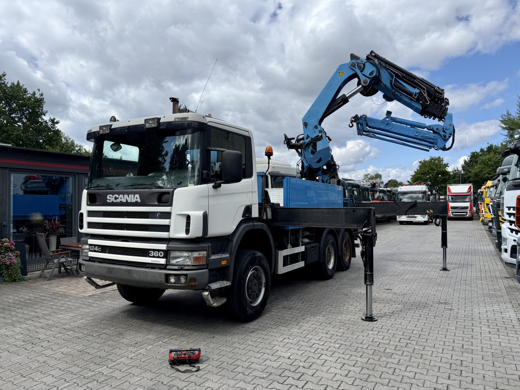 Scania P124 360 6X6 Palfinger 48000 bis 32 Meter - Camion plateau, Camion grue: photos 1 Scania P124 360 6X6 Palfinger 48000 bis 32 Meter - Camion plateau, Camion grue: photos 1