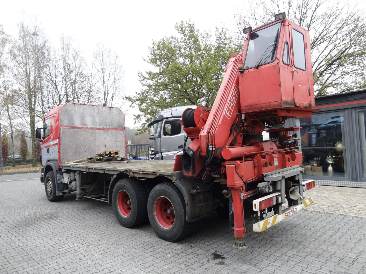 Camion grue, Camion plateau Scania R144 460 6X4 Fassi 360 bis 25 Meter: photos 11