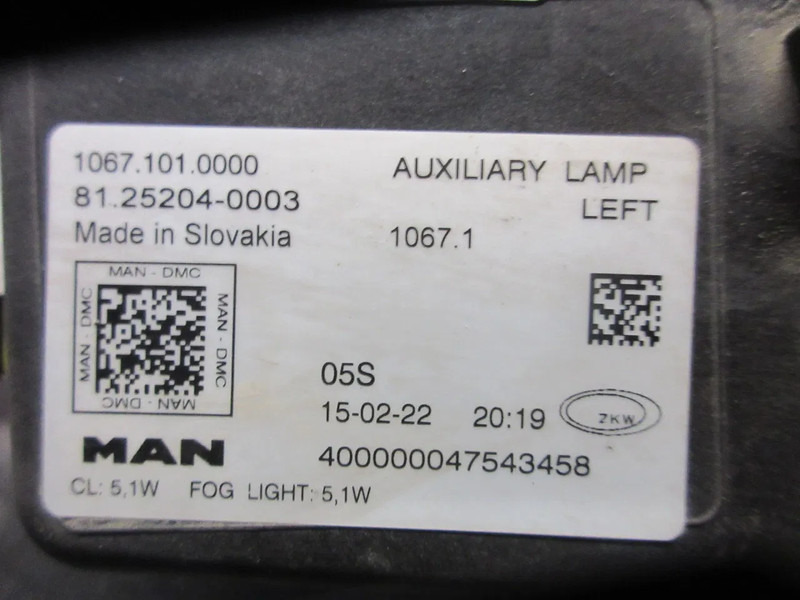 MAN 81.25204-0003 MISTLAMP MAN TGS TGX 18 470 EURO 6 LINKS - Feu anti-brouillard pour Camion: photos 5 MAN 81.25204-0003 MISTLAMP MAN TGS TGX 18 470 EURO 6 LINKS - Feu anti-brouillard pour Camion: photos 5