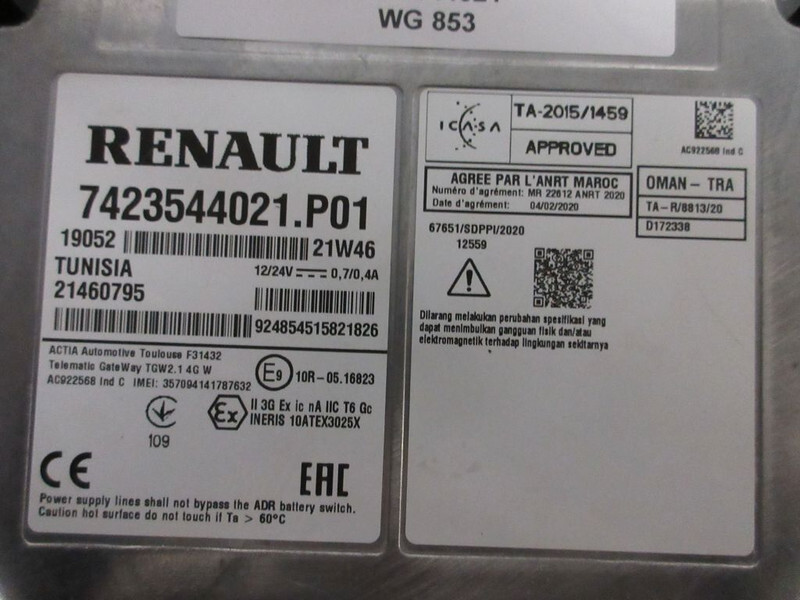 Renault 7423544021 TELEMATICA MODULE D210 EURO 6 - Système électrique pour Camion: photos 2 Renault 7423544021 TELEMATICA MODULE D210 EURO 6 - Système électrique pour Camion: photos 2