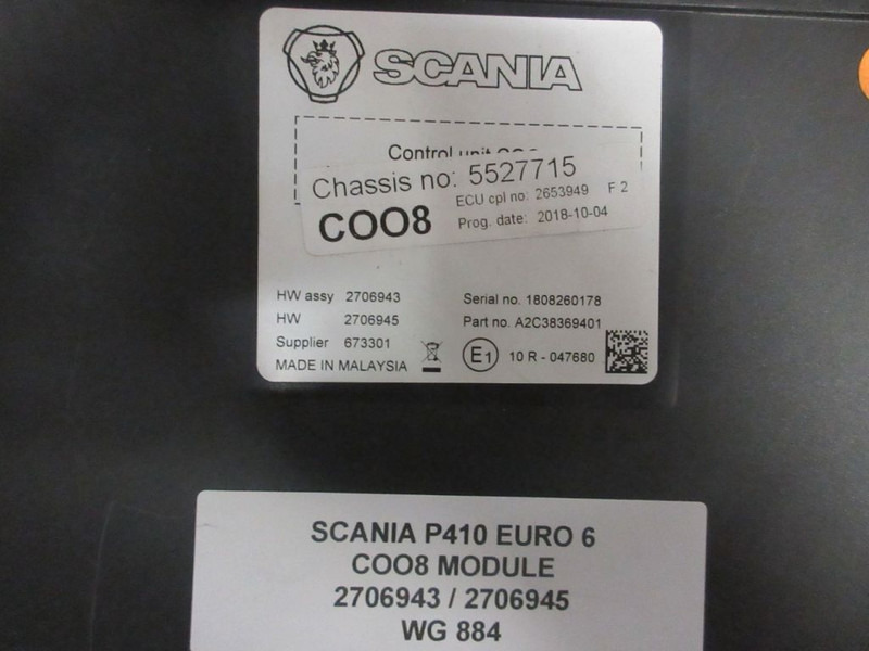 Scania P410 2706943 / 2706945 COO8 MODULE EURO 6 - Système électrique pour Camion: photos 2 Scania P410 2706943 / 2706945 COO8 MODULE EURO 6 - Système électrique pour Camion: photos 2