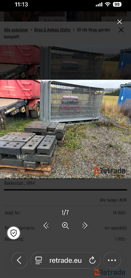30 stk Bygg gjerder komplett - Matériel de chantier: photos 1 30 stk Bygg gjerder komplett - Matériel de chantier: photos 1