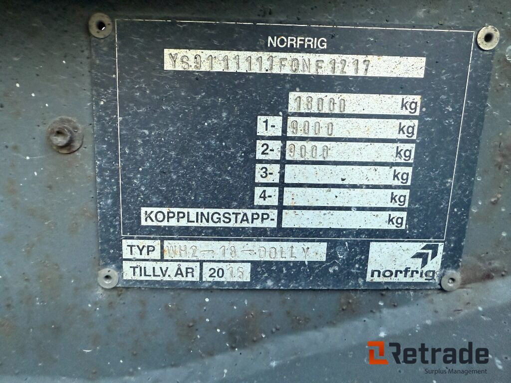 NORFRIG WH2-18- DOLLY - Remorque dolly: photos 2 NORFRIG WH2-18- DOLLY - Remorque dolly: photos 2