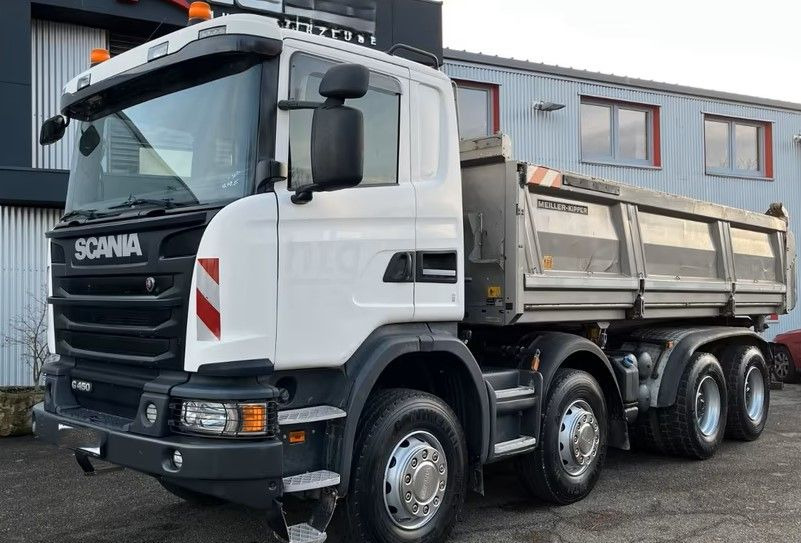 Scania G450 8x4 – Meiller 3-stronny wywrot – Bordmatik – Retarder – Euro 6 – 298.420 km - Camion benne: photos 1 Scania G450 8x4 – Meiller 3-stronny wywrot – Bordmatik – Retarder – Euro 6 – 298.420 km - Camion benne: photos 1