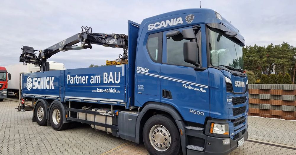 Scania Scania/ R 500/ 6x2 /Fassi F 215 AS - Camion plateau, Camion grue: photos 1 Scania Scania/ R 500/ 6x2 /Fassi F 215 AS - Camion plateau, Camion grue: photos 1