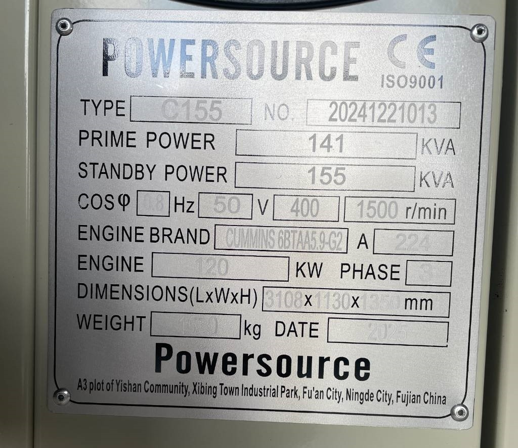 Cummins 6BTAA5.9-G2 - 155 kVA Generator - DPX-19837 - Groupe électrogène: photos 5 Cummins 6BTAA5.9-G2 - 155 kVA Generator - DPX-19837 - Groupe électrogène: photos 5