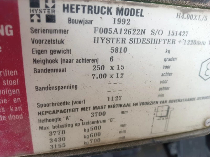 Chariot élévateur diesel Hyster H 4.00 XL/5 Diesel Forklift: photos 8 Chariot élévateur diesel Hyster H 4.00 XL/5 Diesel Forklift: photos 8