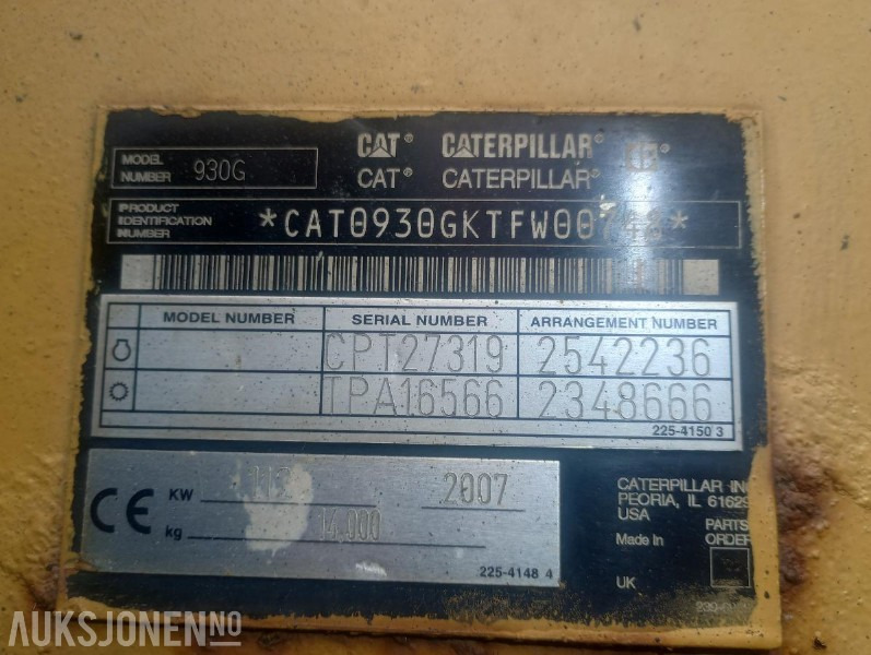 2007 Cat 950 G HJULLASTER - 6237 Timer - Chargeuse sur pneus: photos 5 2007 Cat 950 G HJULLASTER - 6237 Timer - Chargeuse sur pneus: photos 5