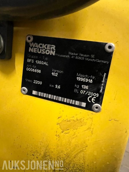 2009 Wacker Neuson BFS 1350AL - Asfalt og betongsag. - Matériel de chantier: photos 5 2009 Wacker Neuson BFS 1350AL - Asfalt og betongsag. - Matériel de chantier: photos 5