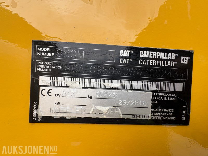 Chargeuse sur pneus 2018 Cat 980M - KUN 1 eier - serviceavtale - sertifisert til 9/25: photos 37