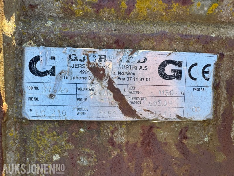 2000 Gjerstad graveskuffe med tenner1150 mm bredde, 1150 liter. KM20 feste. Brukt på Volvo EC210. - Accessoire pour Engins de chantier: photos 3 2000 Gjerstad graveskuffe med tenner1150 mm bredde, 1150 liter. KM20 feste. Brukt på Volvo EC210. - Accessoire pour Engins de chantier: photos 3