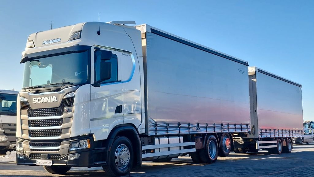 Scania S 450 / ZESTAW TANDEM / 120 M3 / I-PARK COOL - Camion à rideaux coulissants: photos 1 Scania S 450 / ZESTAW TANDEM / 120 M3 / I-PARK COOL - Camion à rideaux coulissants: photos 1